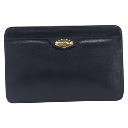 Christian Dior Homme Logo Clutch Leather, Navy, Leather, Clutch