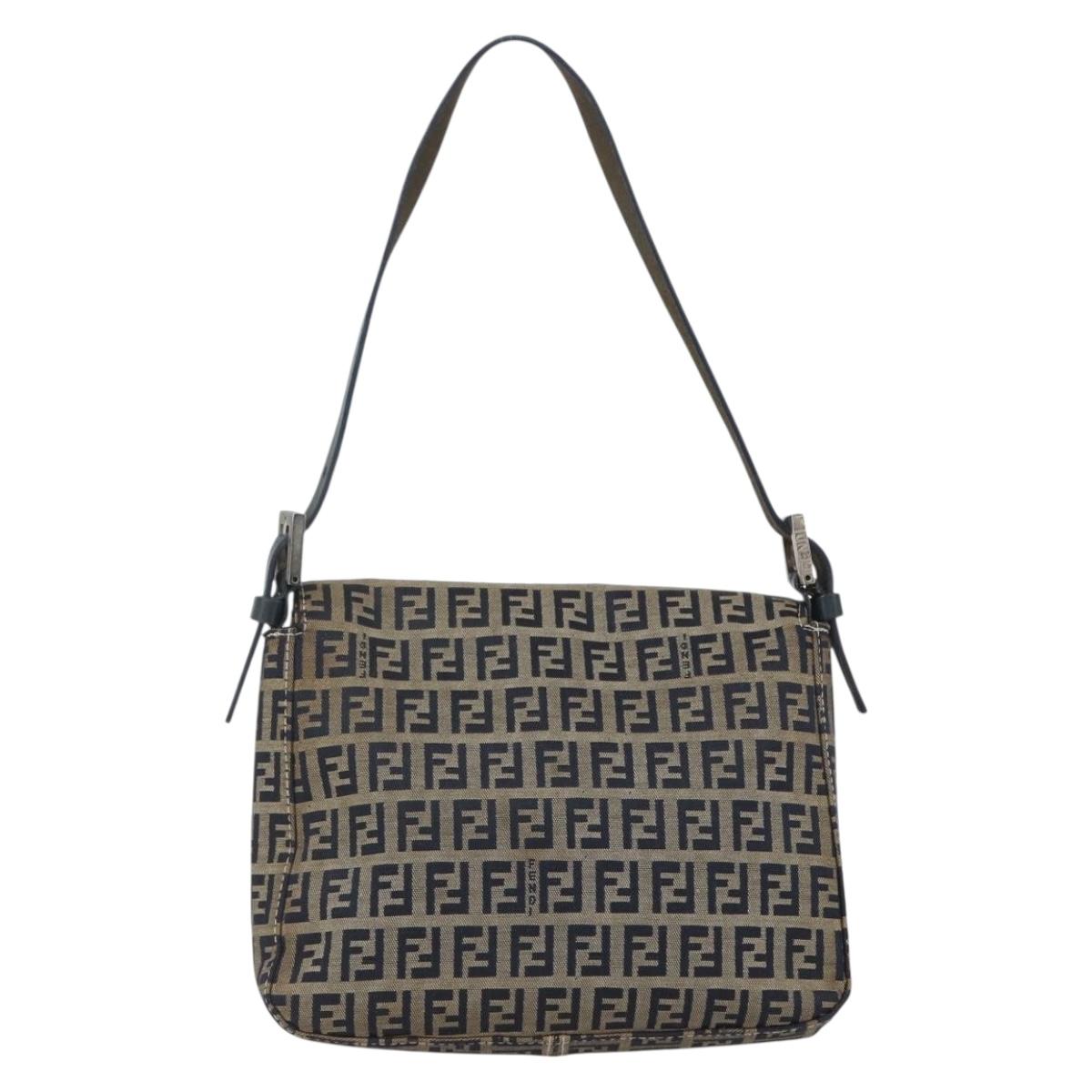 Fendi Zucchino Canvas Mamma Baguette canvas, NAVY, CANVAS, Handbag