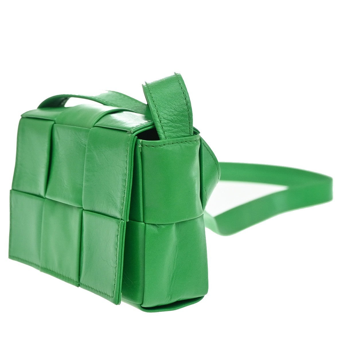 Bottega Veneta Cassette Maxi Intrecciato Leather, Green, Leather, Crossbody Bag