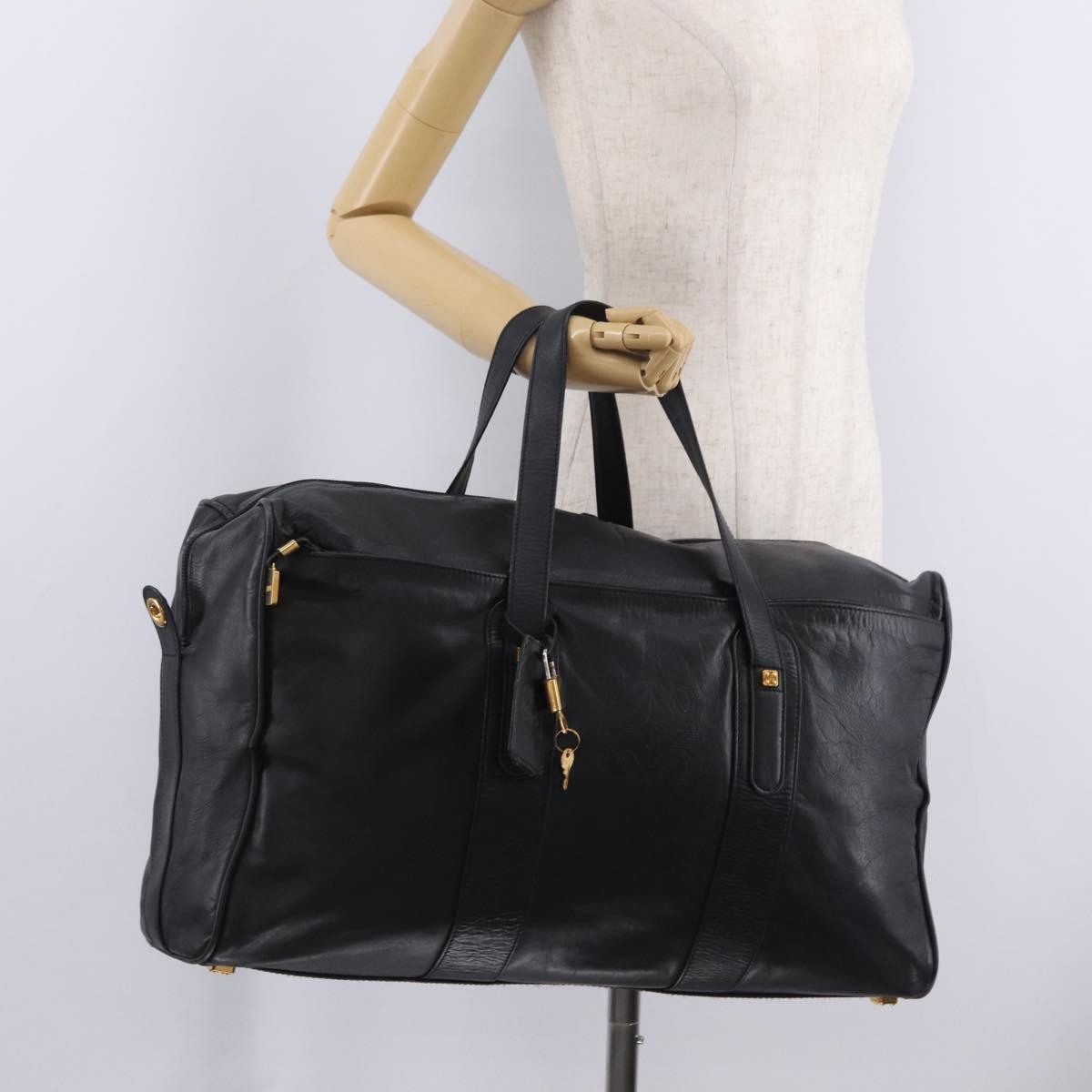 Loewe Travel Line Boston, Black, Leather, Travel Bag