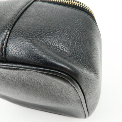 Chanel Vintage Timeless Cosmetic Case Caviar, Black, Leather, Clutch