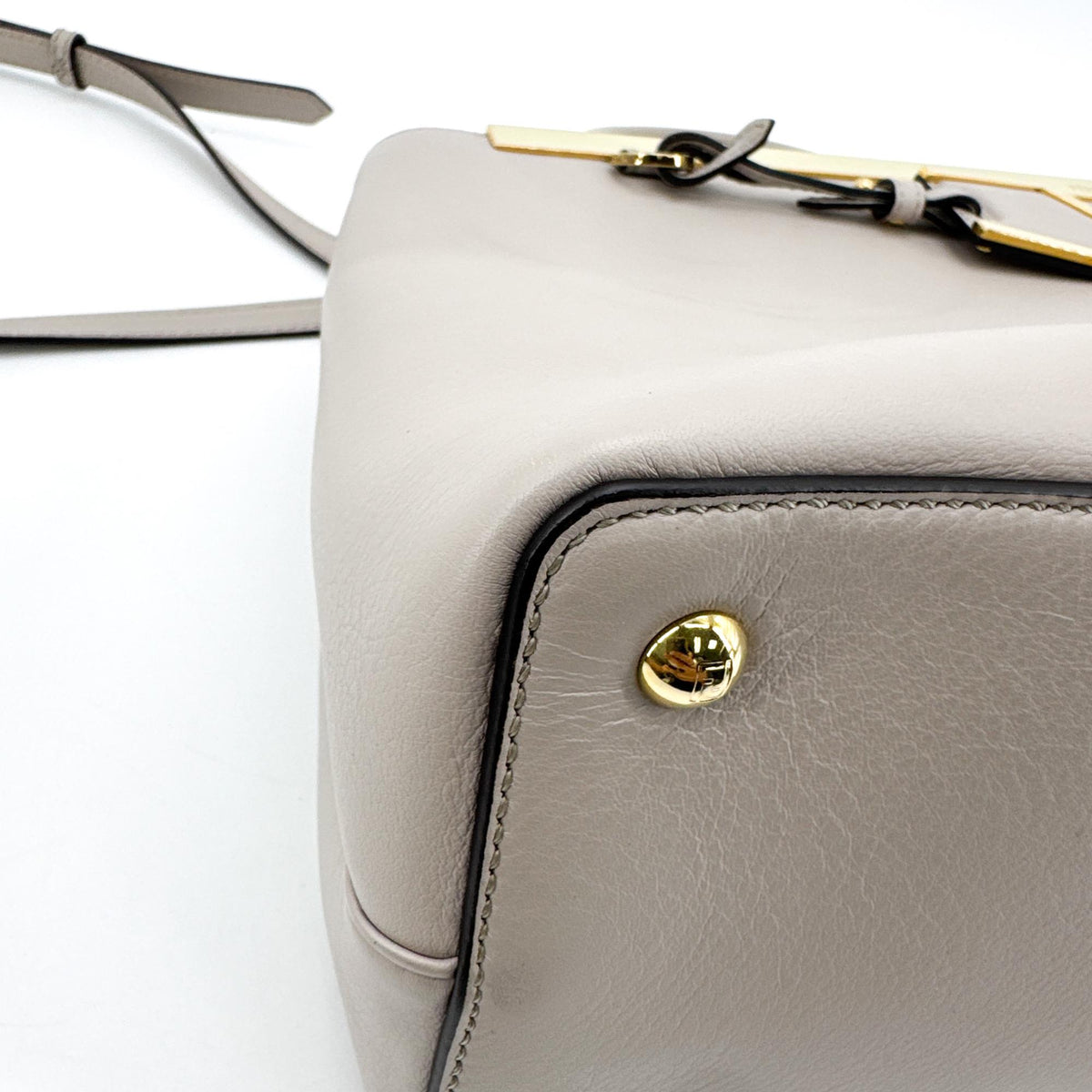 Fendi 2Jours Leather, Gray, Leather, Handbag