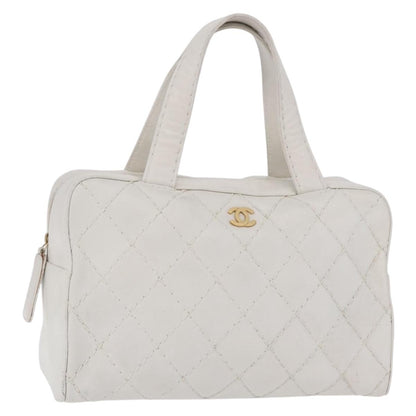 Chanel Vintage CC Zip Around Bowler Quilted Caviar, White, Leather, Handbag