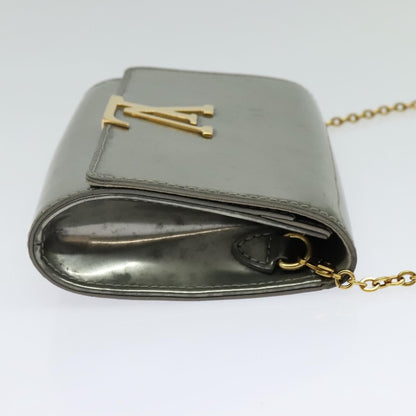 Louis Vuitton Chain Louise Clutch Patent, Silver, Patent Leather, Clutch