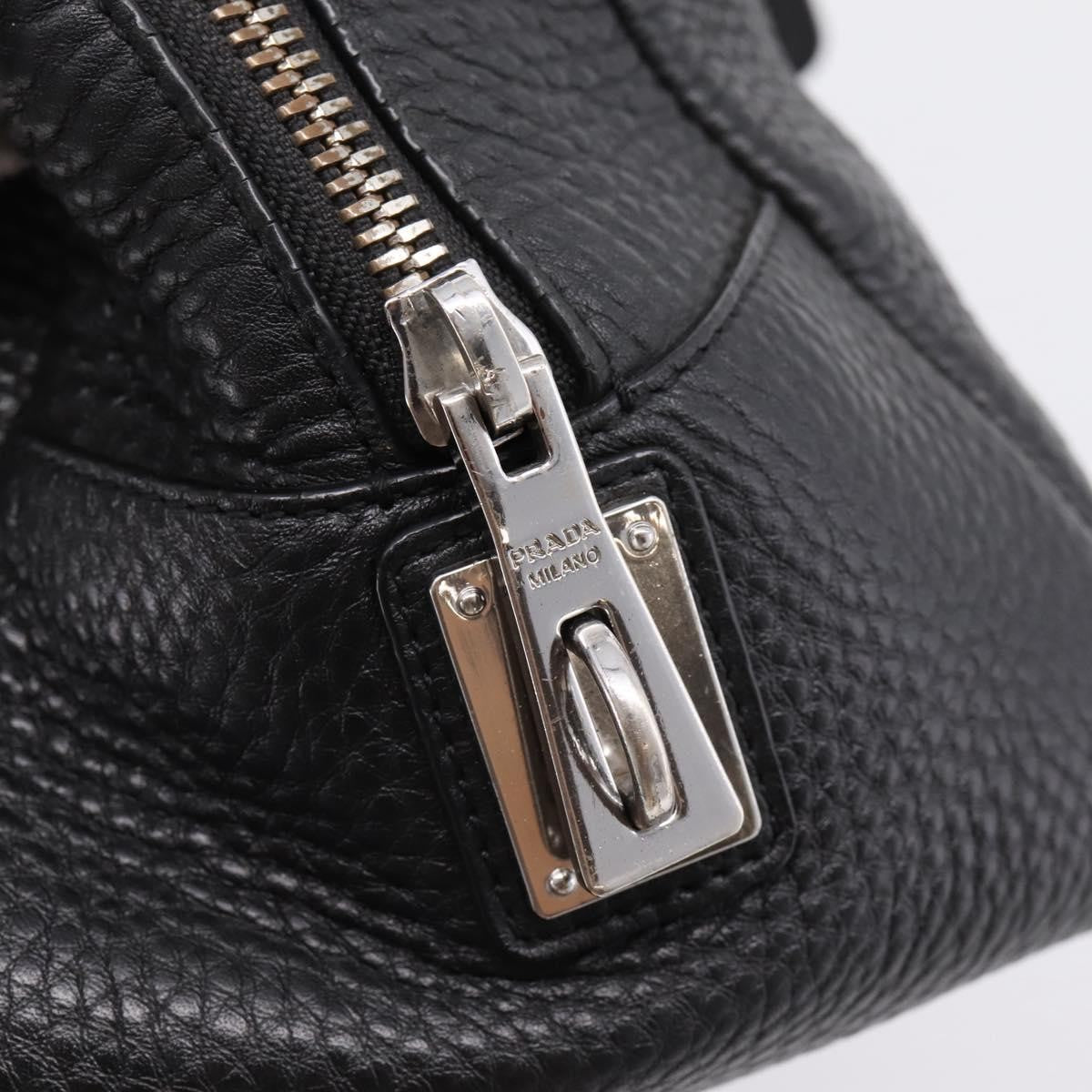 Prada Convertible Zip Satchel Vitello Daino, Black, Leather, Handbag