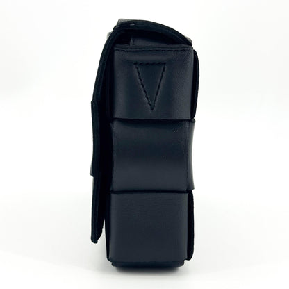Bottega Veneta Cassette Maxi Intrecciato Leather, Black, Leather, Crossbody Bag