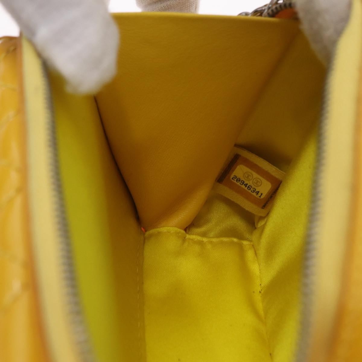 Chanel Pocket Box Camera Case Quilted Patent, Yellow, Patent Leather, Crossbody Bag
