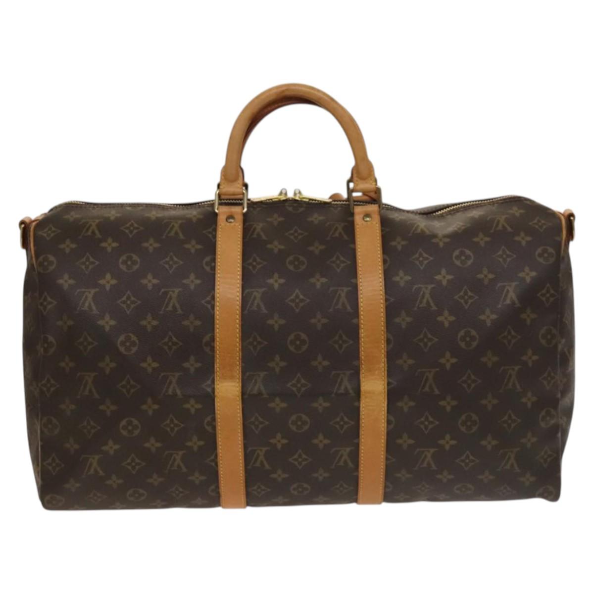 Louis Vuitton Keepall Bandouliere Bag Monogram Canvas, BROWN, CANVAS, Travel bag