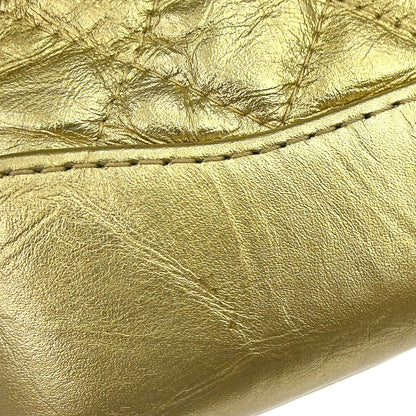 Chanel Gabrielle Double Zip Clutch with Chain Quilted Aged Calfskin, Gold, Leather, Shoulder Bag