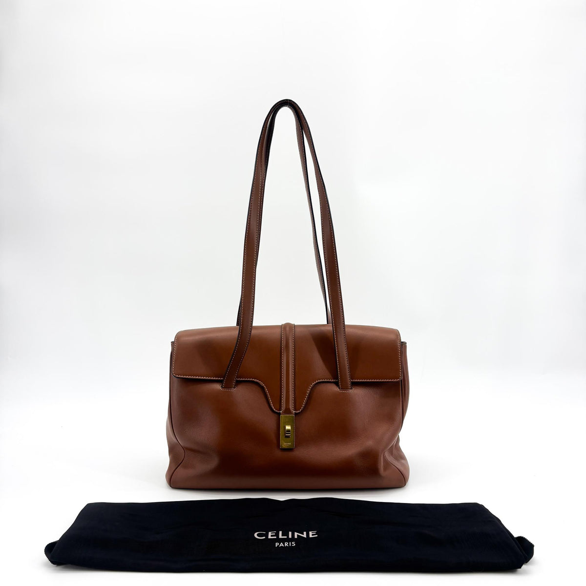 Celine Soft 16 Smooth Calfskin, Brown, Leather, Handbag