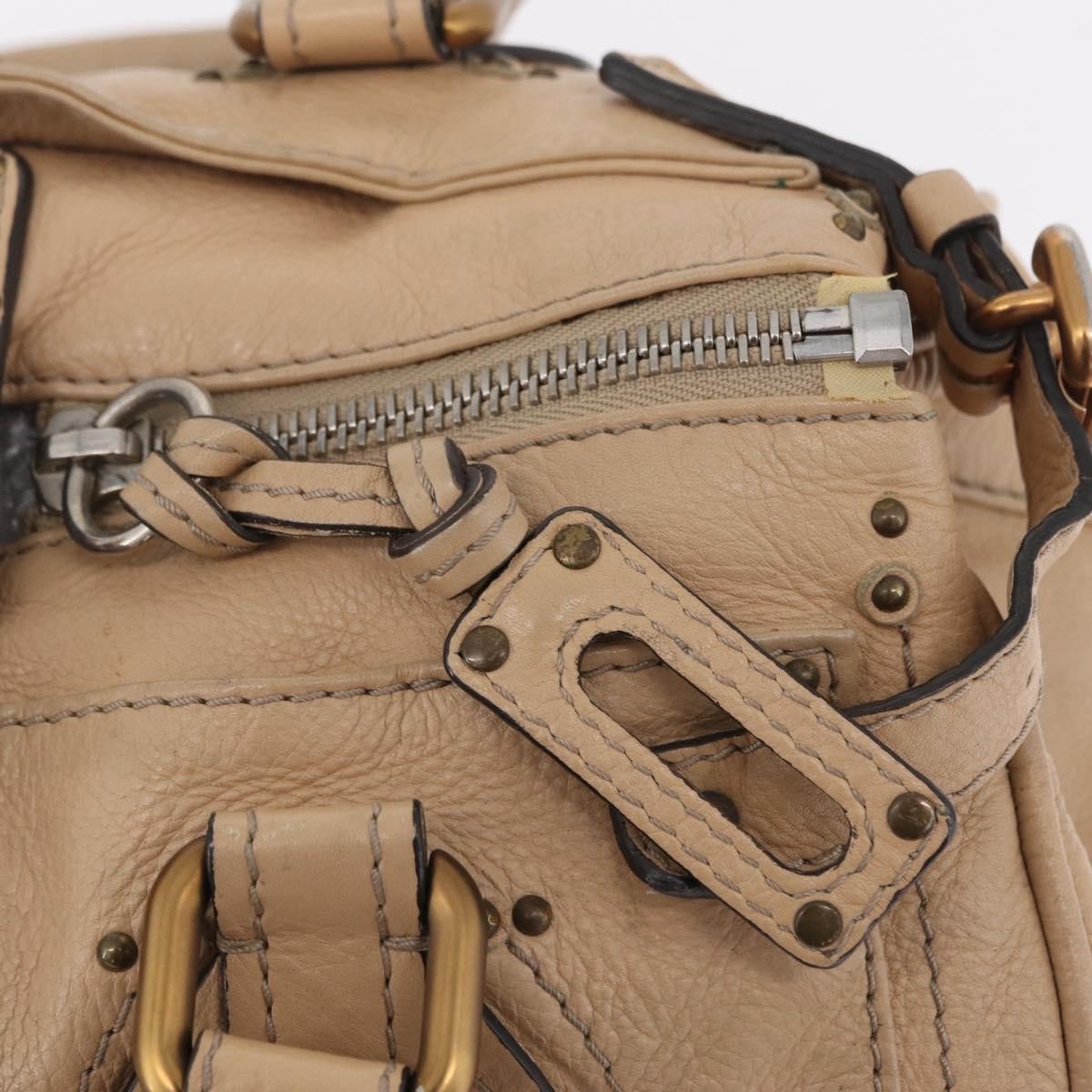Chloe Paddington Lock Leather, Beige, Leather, Handbag