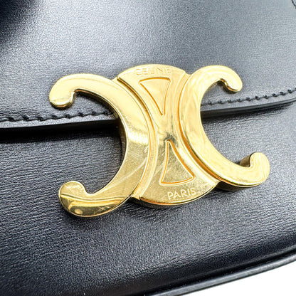 Celine Triomphe Triomphe Coated Canvas, Black, Leather, Shoulder Bag