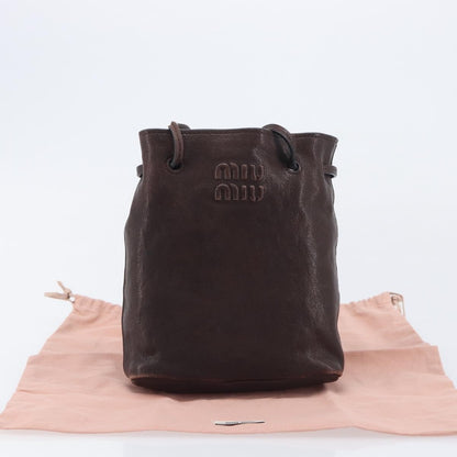 Miu Miu Aviator Bucket Leather, Brown, Leather, Handbag