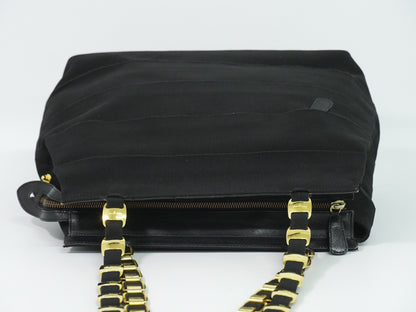 Salvatore Ferragamo Vala Chain Canvas, Black, Canvas, Shoulder Bag
