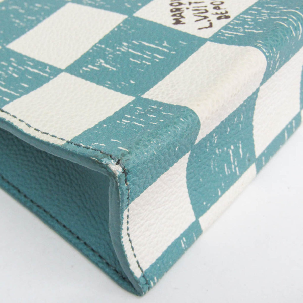 Louis Vuitton Sac Plat Limited Edition Marque Deposee Damier Giant, Turquoise, Canvas, Handbag
