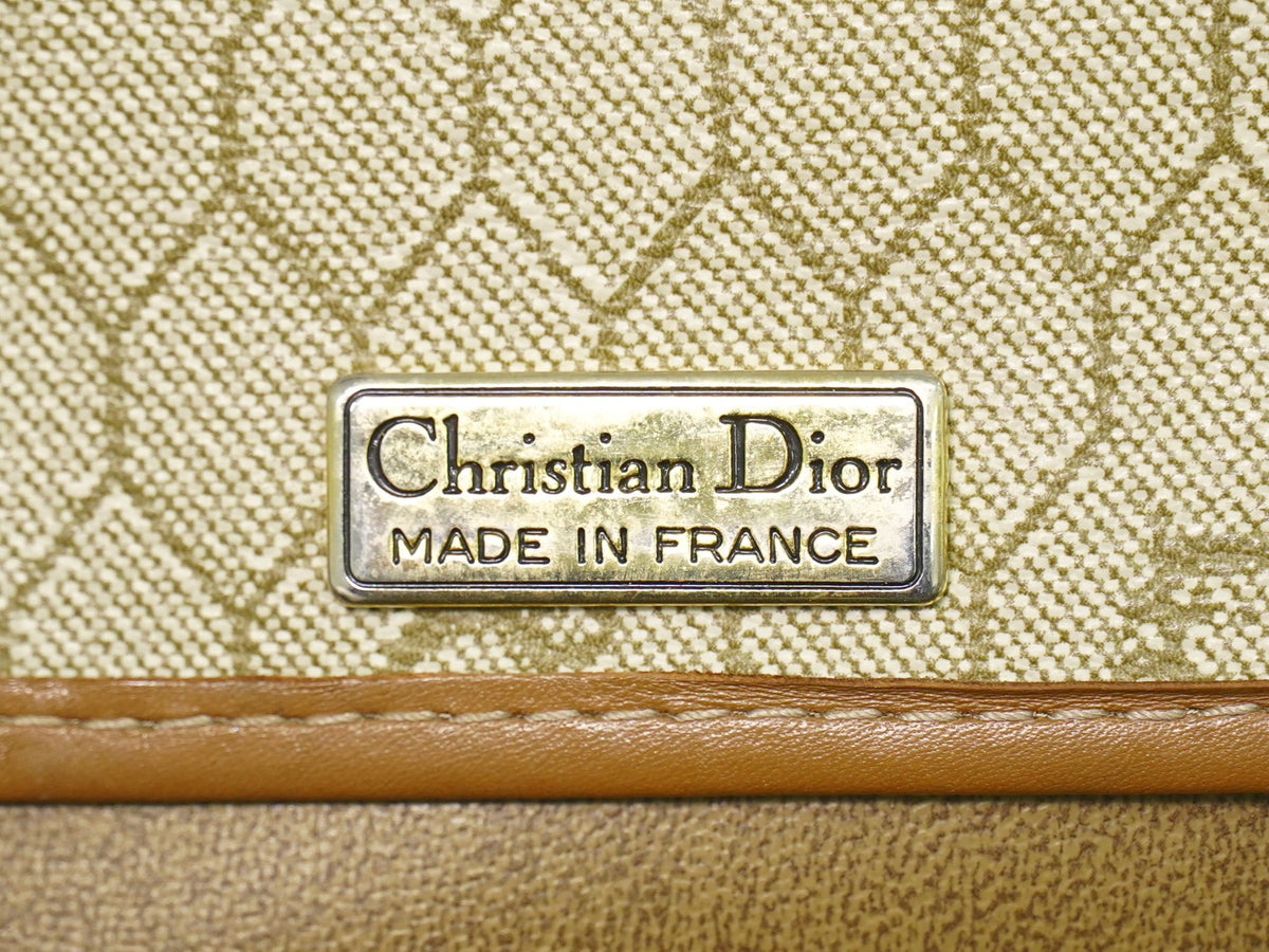Christian Dior Vintage Honeycomb Canvas, Beige, Canvas, Shoulder Bag