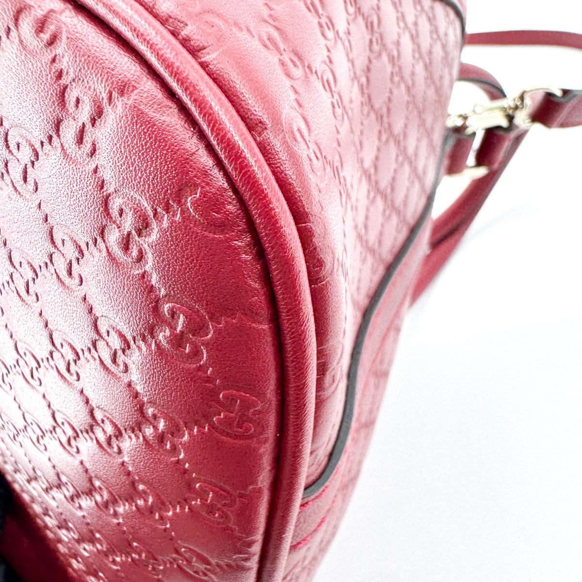 Gucci Convertible Dome Satchel Guccissima Leather, Burgundy, Leather, Handbag