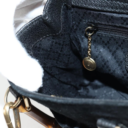 Gucci Vintage Bamboo Front Pocket Suede, Black, Suede, Tote Bag