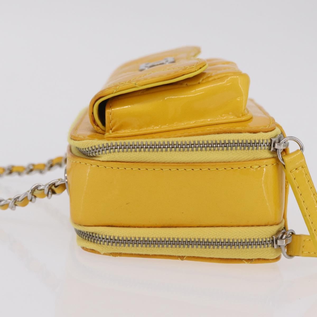 Chanel Pocket Box Camera Case Quilted Patent, Yellow, Patent Leather, Crossbody Bag