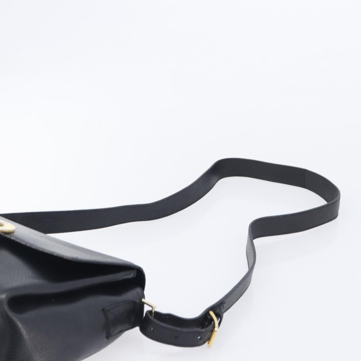 Celine Vintage Circle Logo Leather, Black, Leather, Crossbody Bag