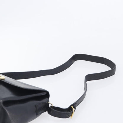Celine Vintage Circle Logo Leather, Black, Leather, Crossbody Bag