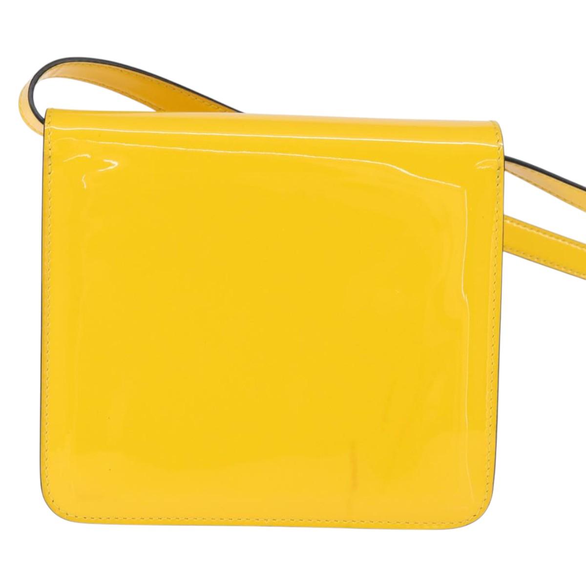 Fendi Curligraphy Shoulder Enamel Yellow Silver, YELLOW, PATENT_LEATHER, Shoulder bag
