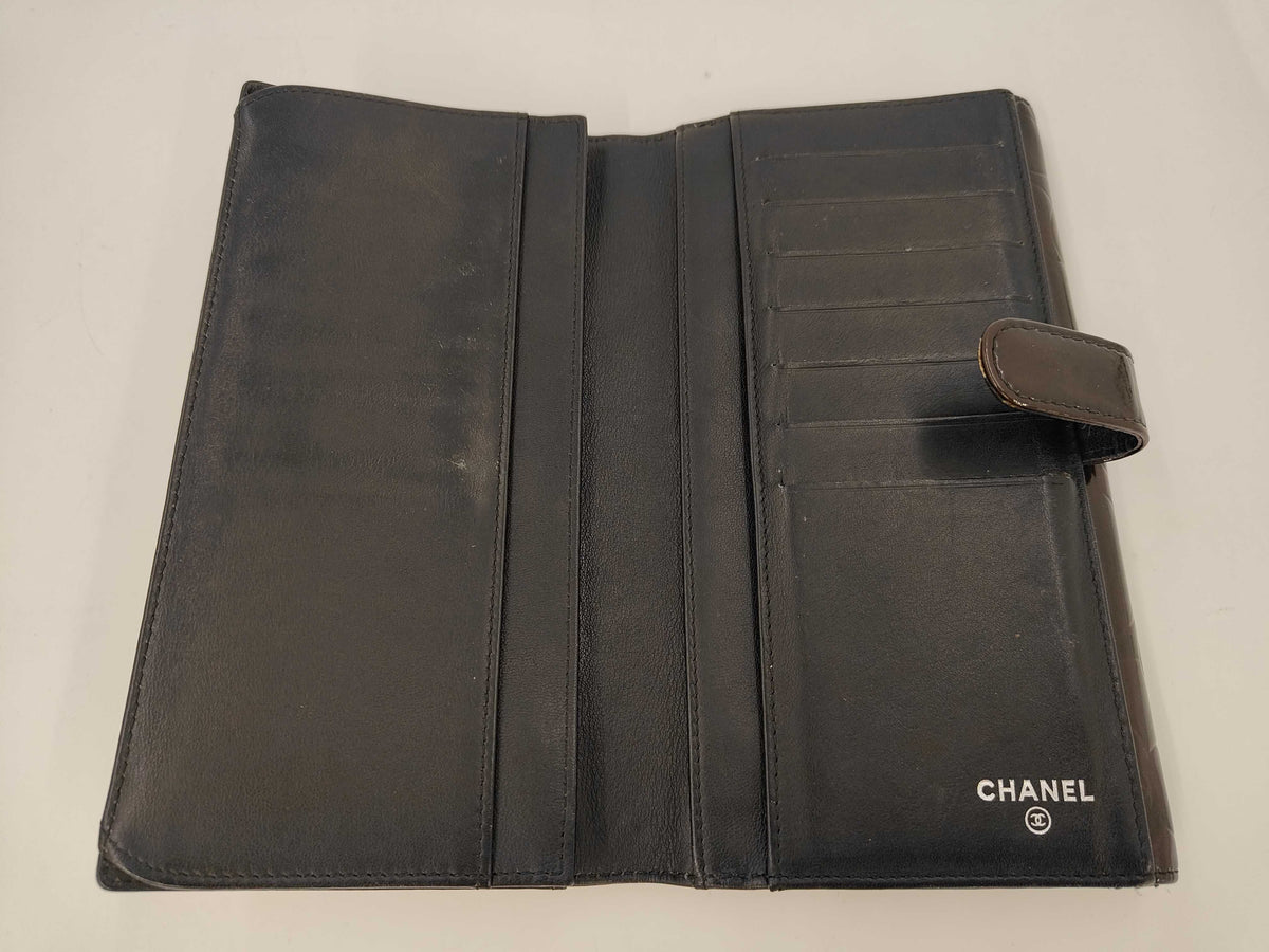 Chanel Camellia Flap Organizer Camellia Lambskin, Brown, Leather, Wallet