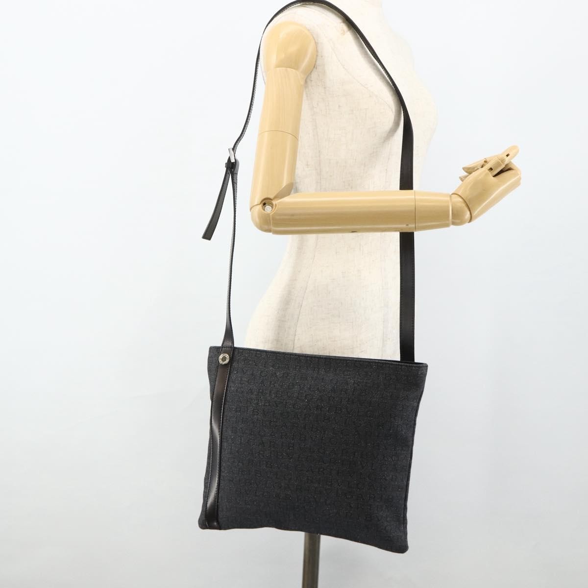 Bvlgari Logomania Canvas, Blue, Canvas, Shoulder Bag