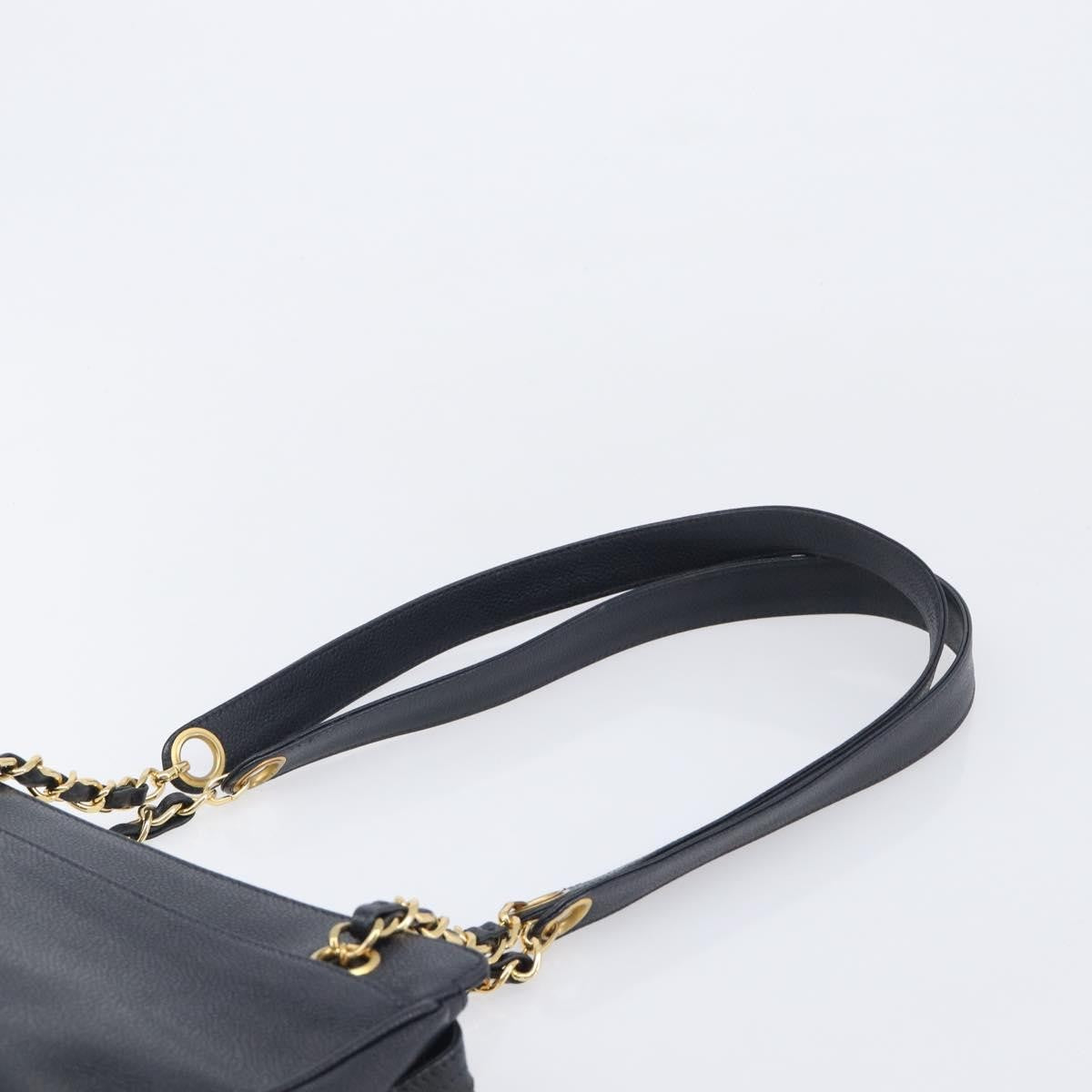 Chanel Vintage Zipped Chain Caviar, Black, Leather, Tote Bag