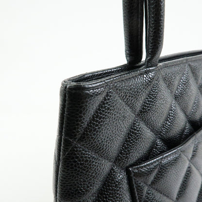 Chanel Medallion Caviar skin, Black, Leather, Tote Bag