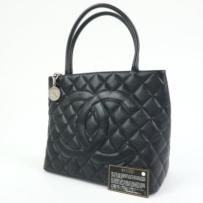 Chanel Medallion Caviar skin, Black, Leather, Tote Bag