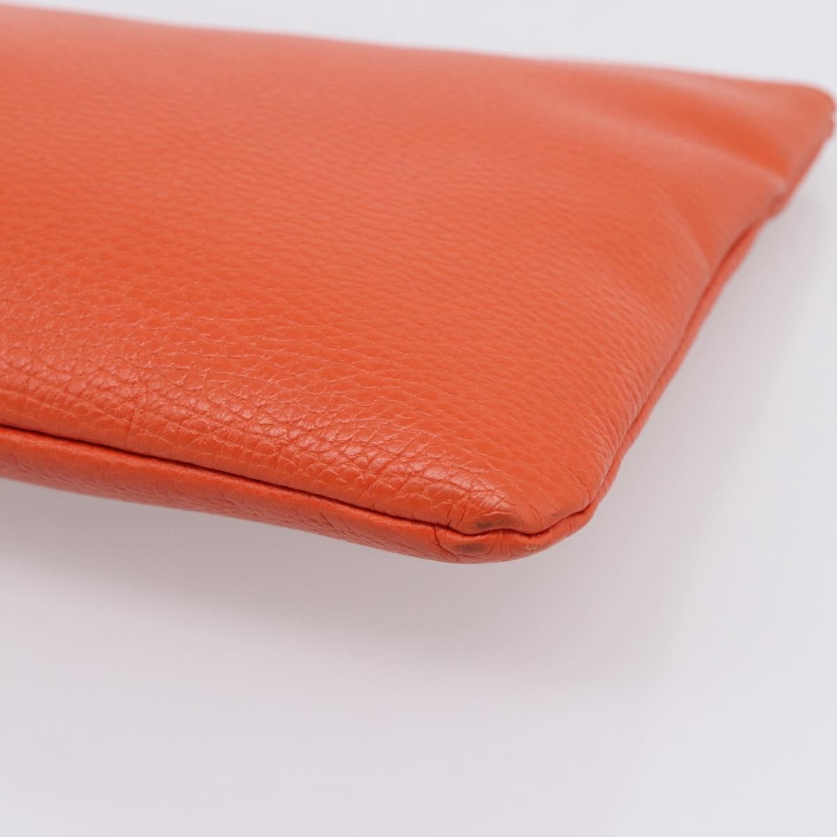 Gucci Bamboo Zip Pouch (Outlet) Leather, Orange, Leather, Clutch