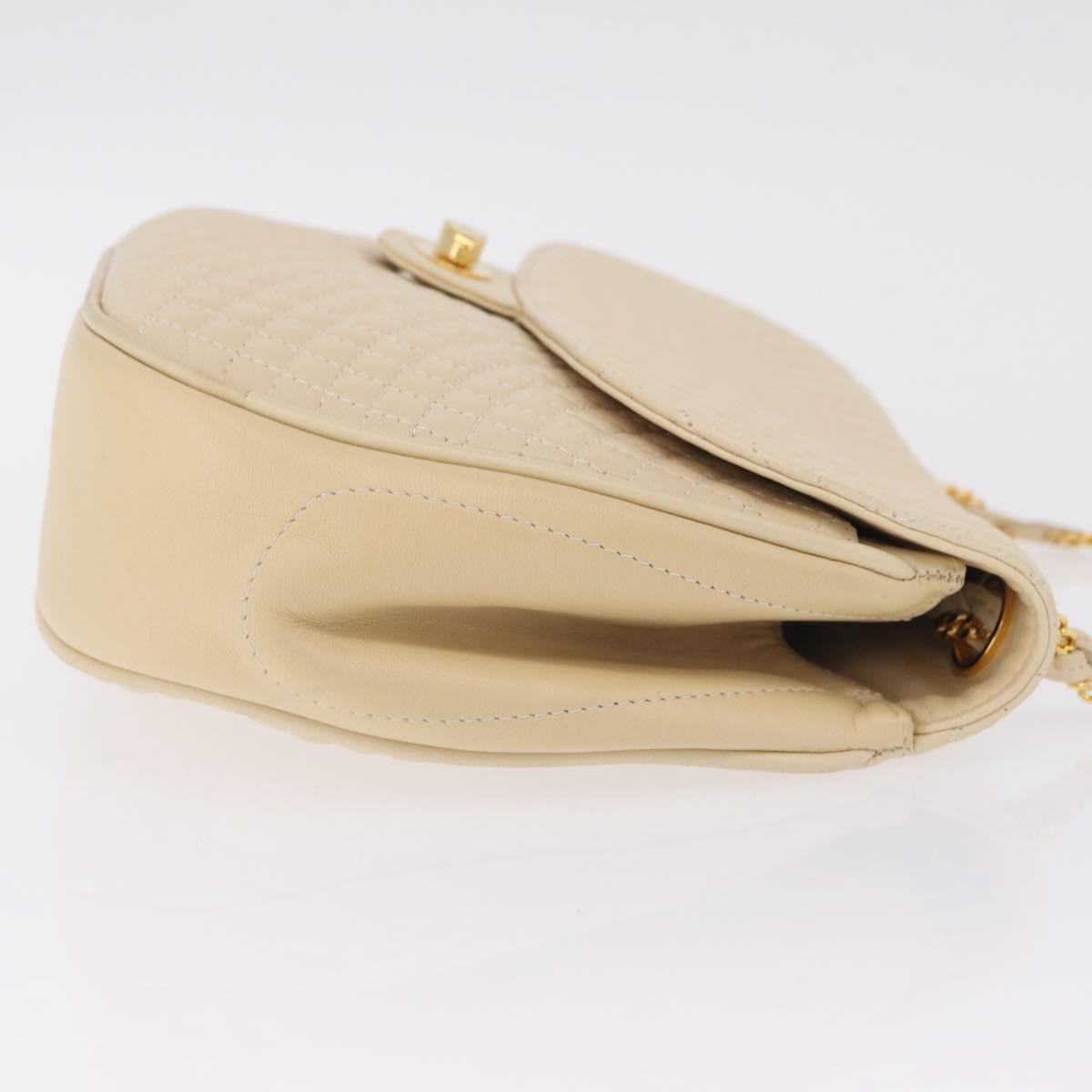 Bally Vintage Chain Quilted Leather, Neutral, Leather, Shoulder Bag