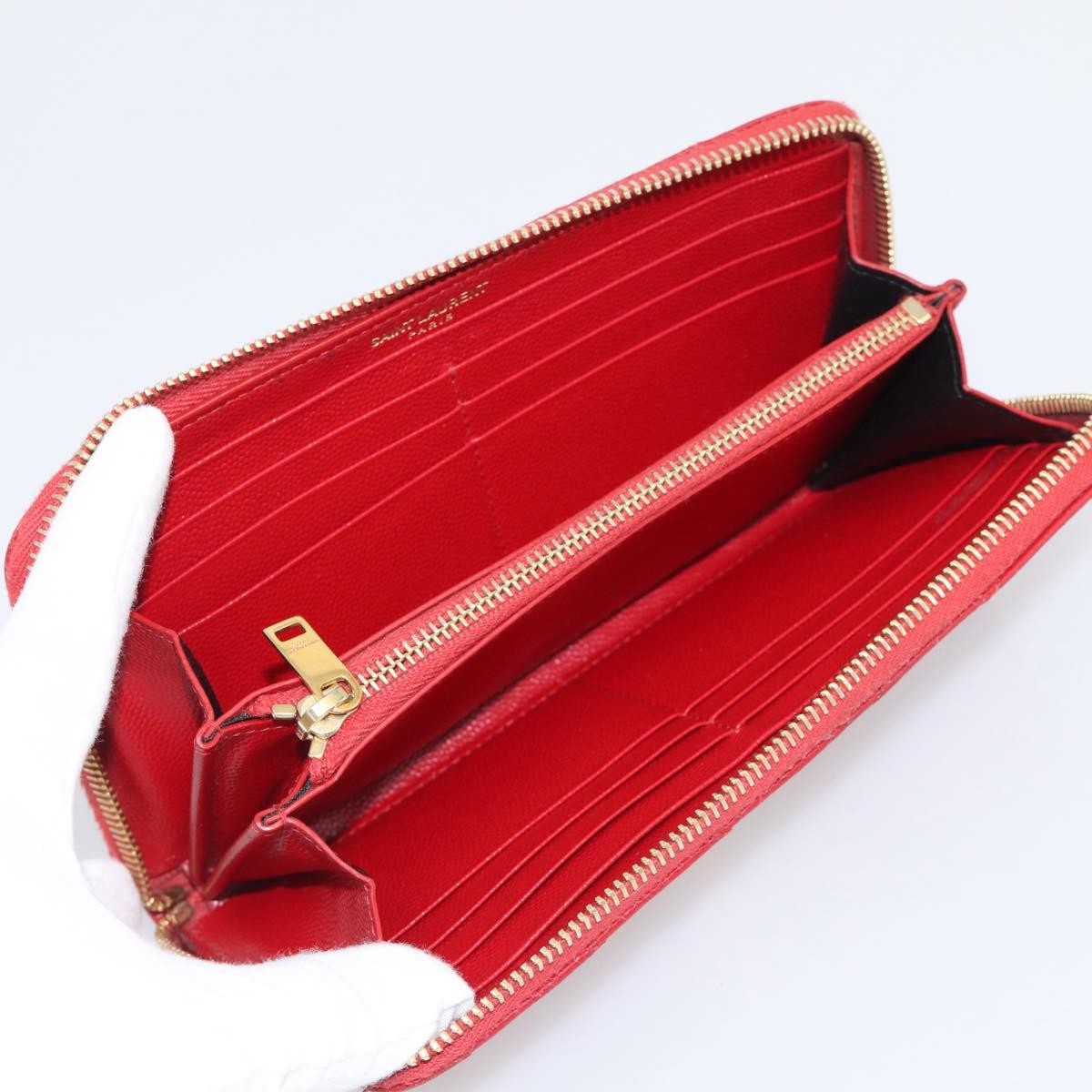 Saint Laurent Loulou Zip Around Matelasse Chevron Leather, Red, Leather, Wallet