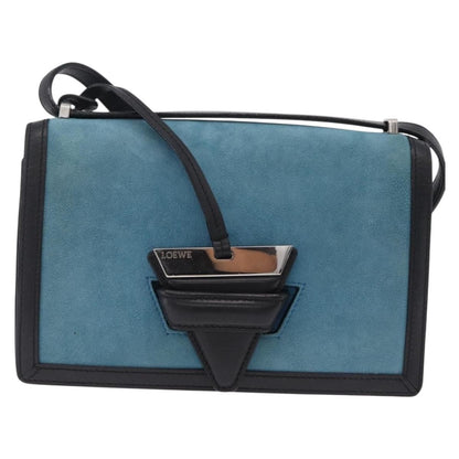 Loewe Barcelona Suede with Leather, Blue, Suede, Shoulder Bag
