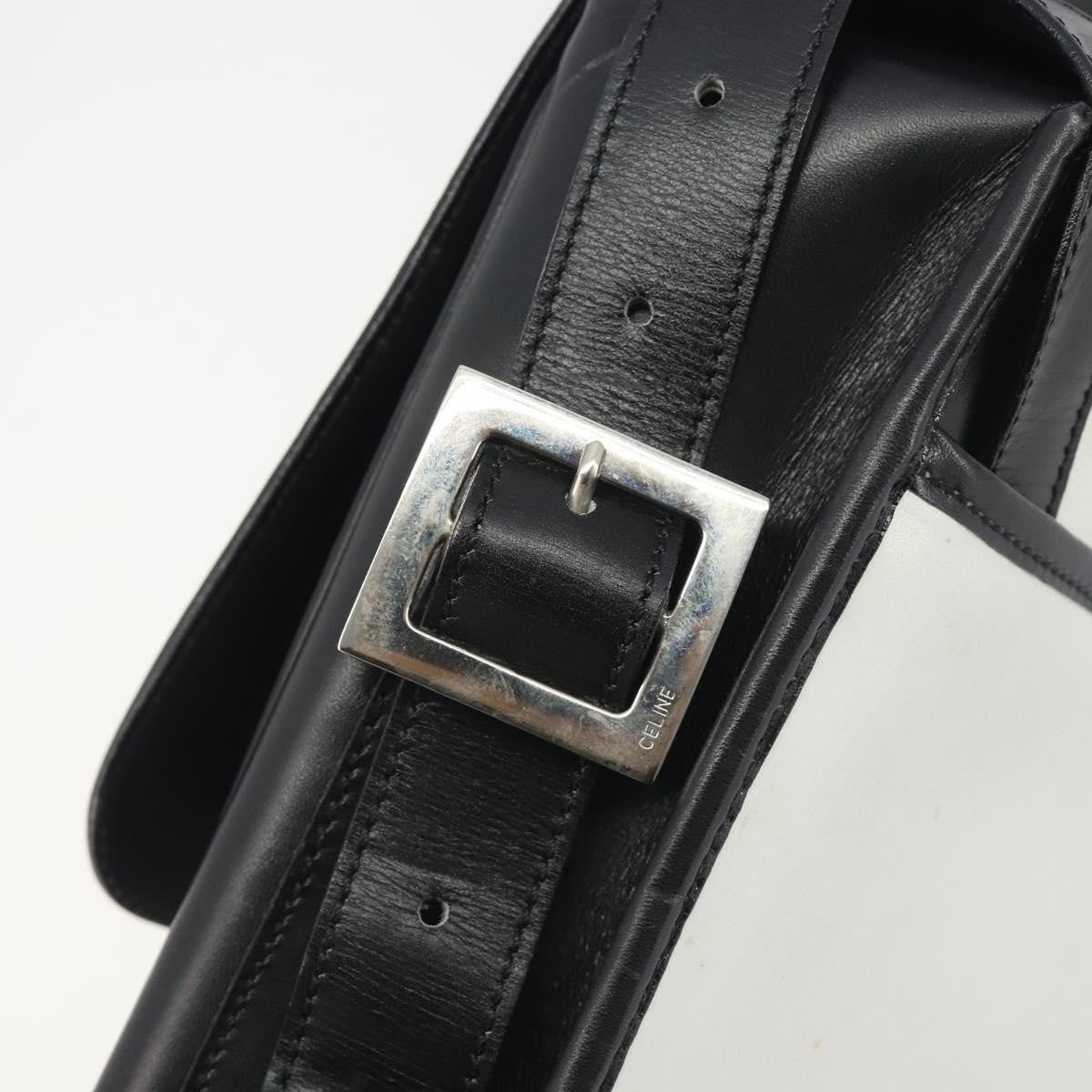 Celine Vintage Macadam Canvas, White, Leather, Shoulder Bag