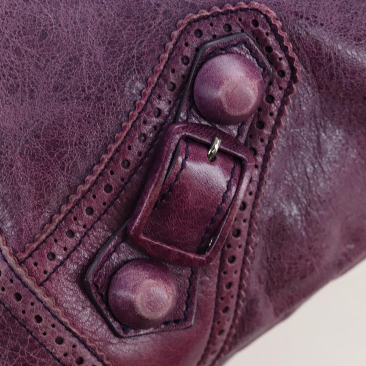 Balenciaga Covered Giant Brogues Day Hobo Leather, Purple, Leather, Shoulder Bag