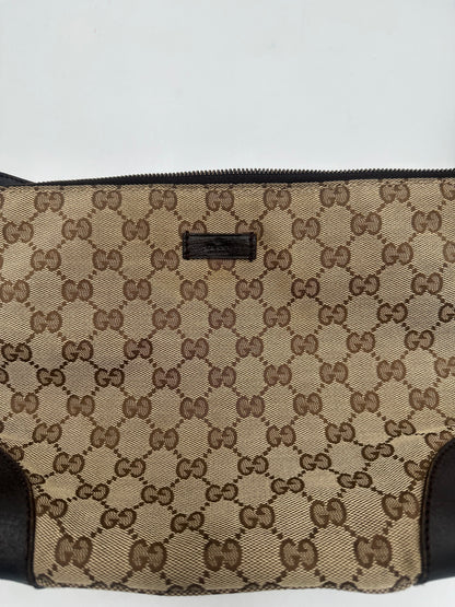 Gucci Front Pocket Messenger Bag GG Canvas, BEIGE, CANVAS, Shoulder bag