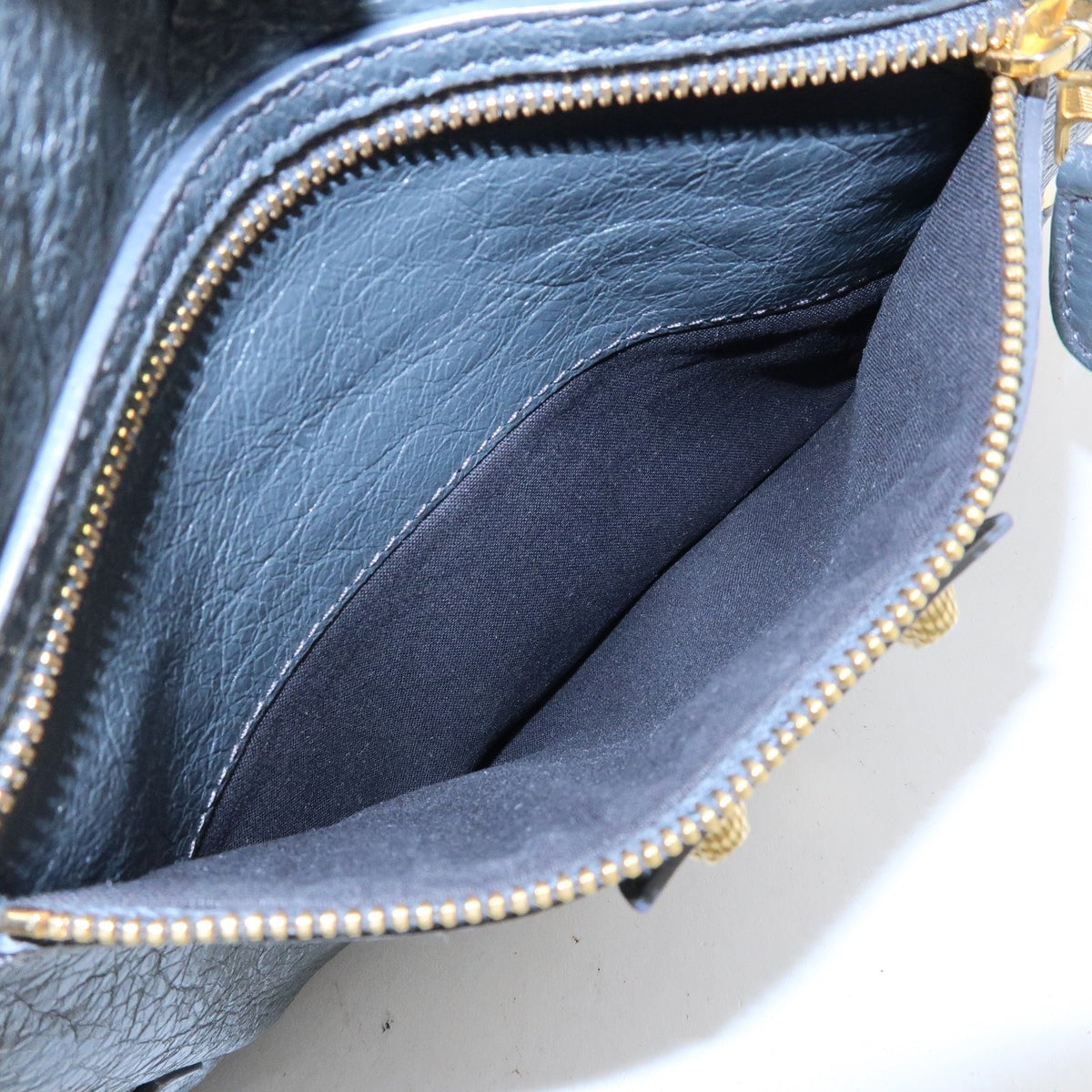 Balenciaga Zip Around Giant Studs Clutch Leather, Gray, Leather, Clutch