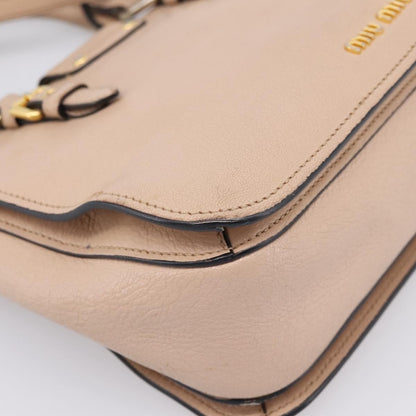 Miu Miu Madras Convertible Lock Leather, Beige, Leather, Tote Bag