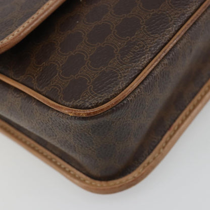 Celine Vintage Macadam Circle Logo Canvas and Leather, Brown, Canvas, Shoulder Bag