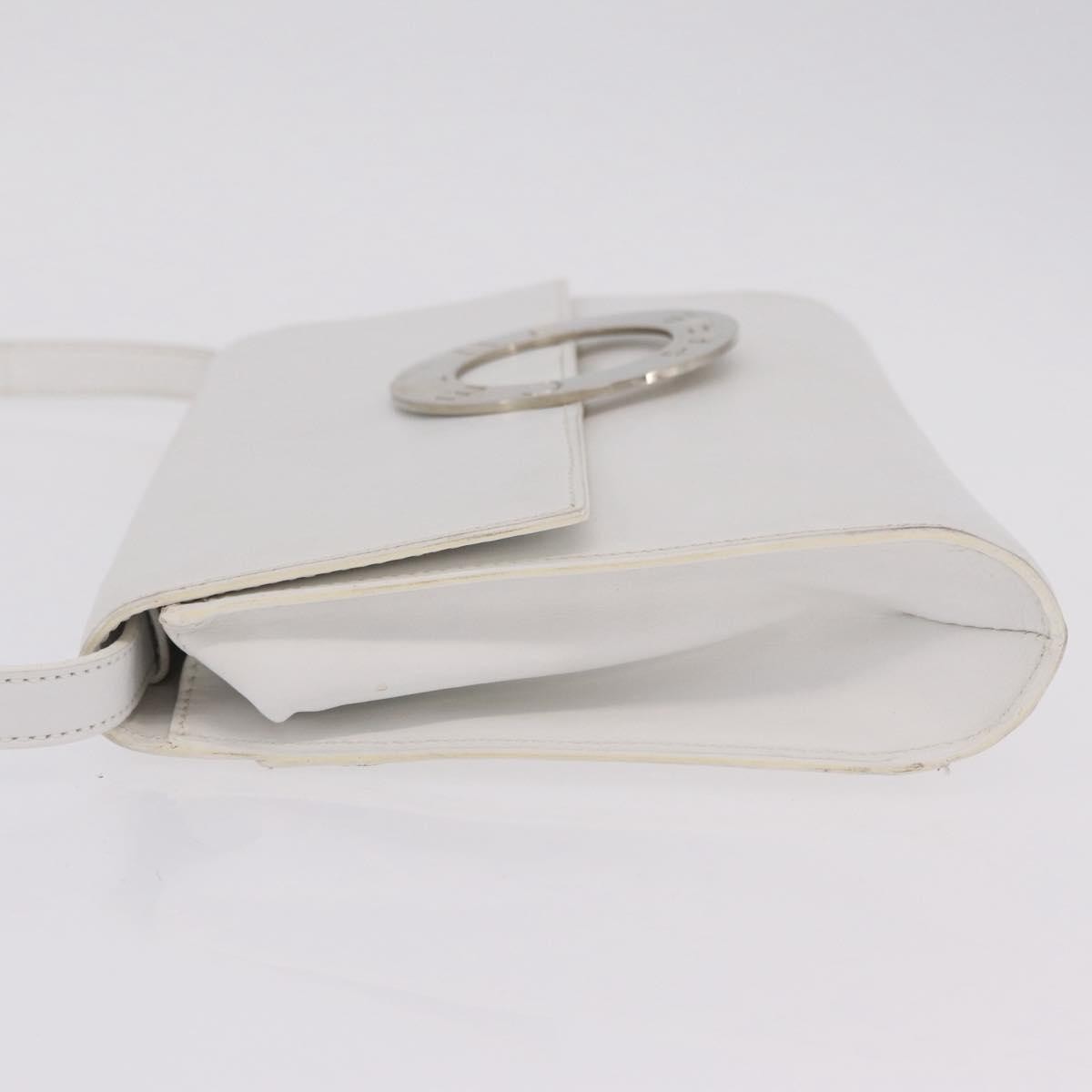 Celine Vintage Circle Logo Leather, White, Leather, Crossbody Bag