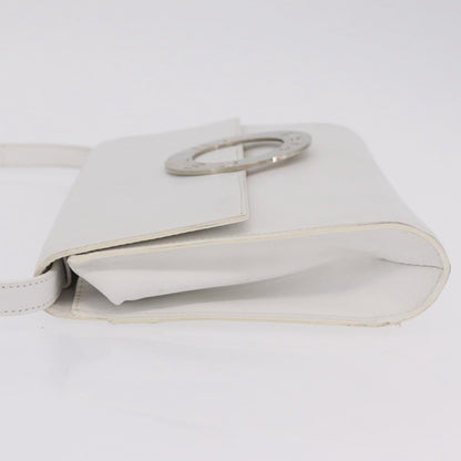 Celine Vintage Circle Logo Leather, White, Leather, Crossbody Bag