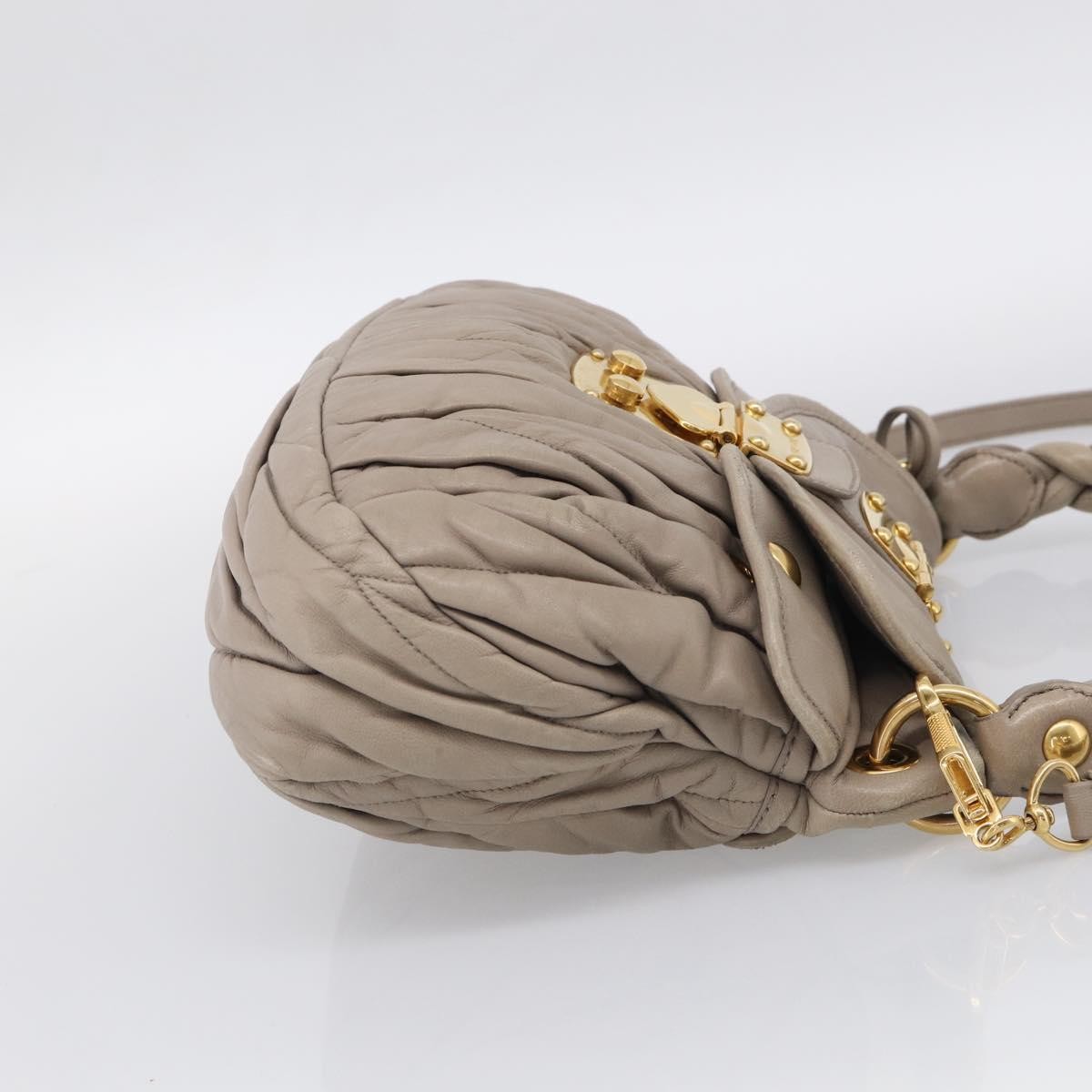 Miu Miu Coffer Hobo Matelasse Leather, Beige, Leather, Handbag
