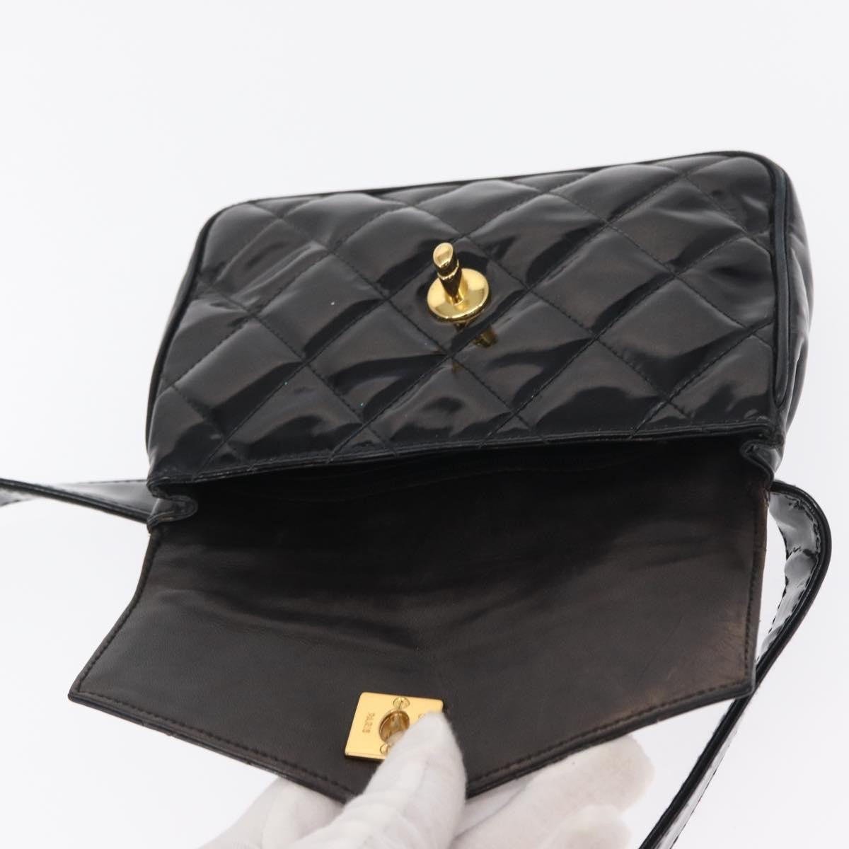 Chanel Vintage CC Flap Waist Patent Leather, Black, Patent Leather, Clutch