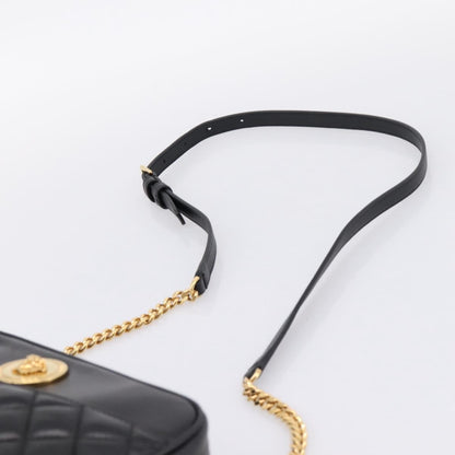 Versace Medusa Icon Front Slip Pocket Camera Quilted Leather, Black, Leather, Handbag