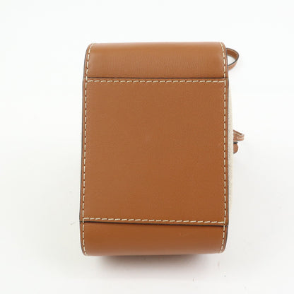 Loewe Hammock Leather and Canvas, Brown, Leather, Handbag