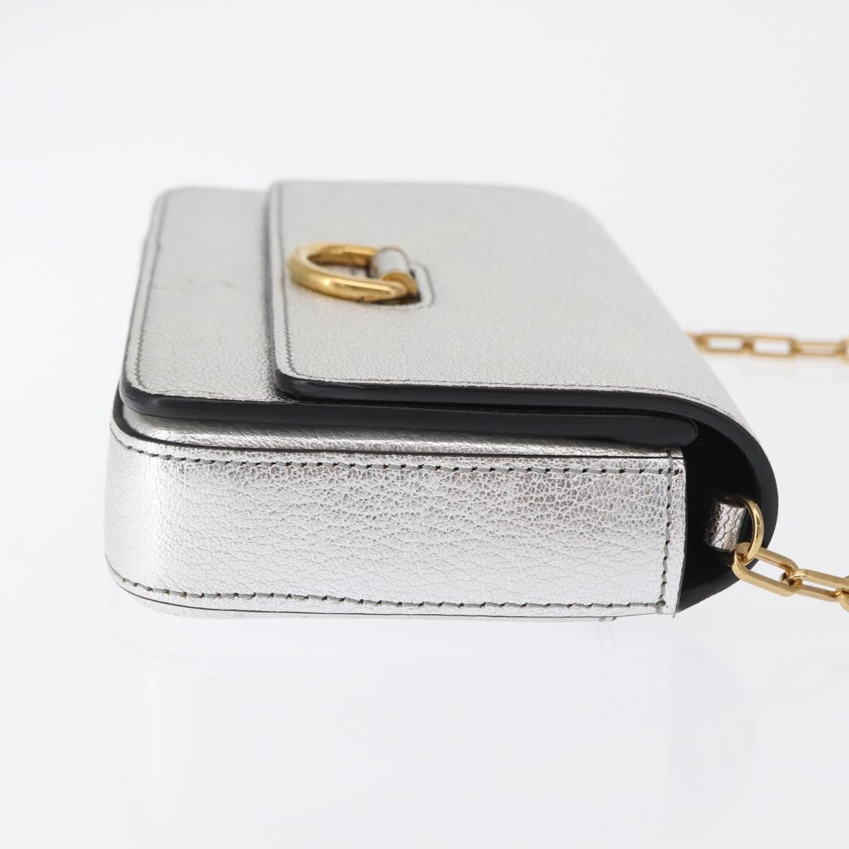 Burberry D-Ring Chain Leather, Silver, Leather, Shoulder Bag