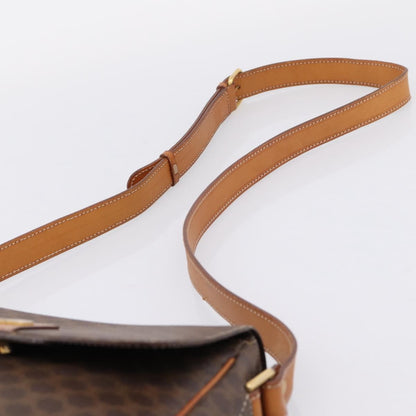 Celine Vintage Macadam Circle Logo Canvas and Leather, Brown, Canvas, Shoulder Bag