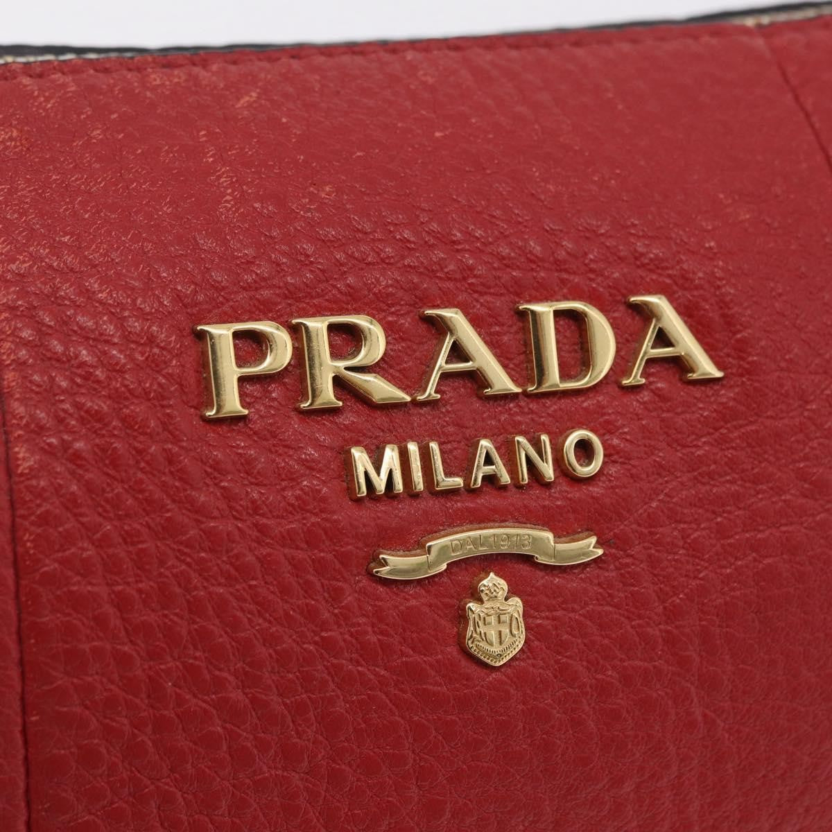 Prada Barrel Vitello Phenix, Red, Leather, Crossbody Bag